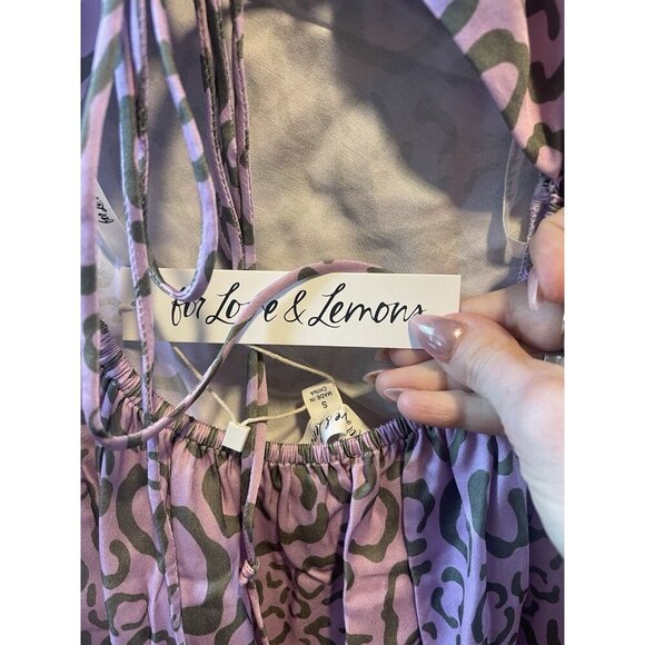 NWT For Love & Lemons June Midi Slip Dress Purple Animal Print Size Small - Picture 12 of 14